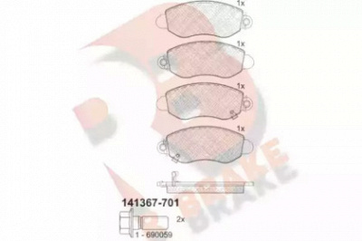 R BRAKE rb1367701 -  Комплект тормозных колодок, дисковый тормоз